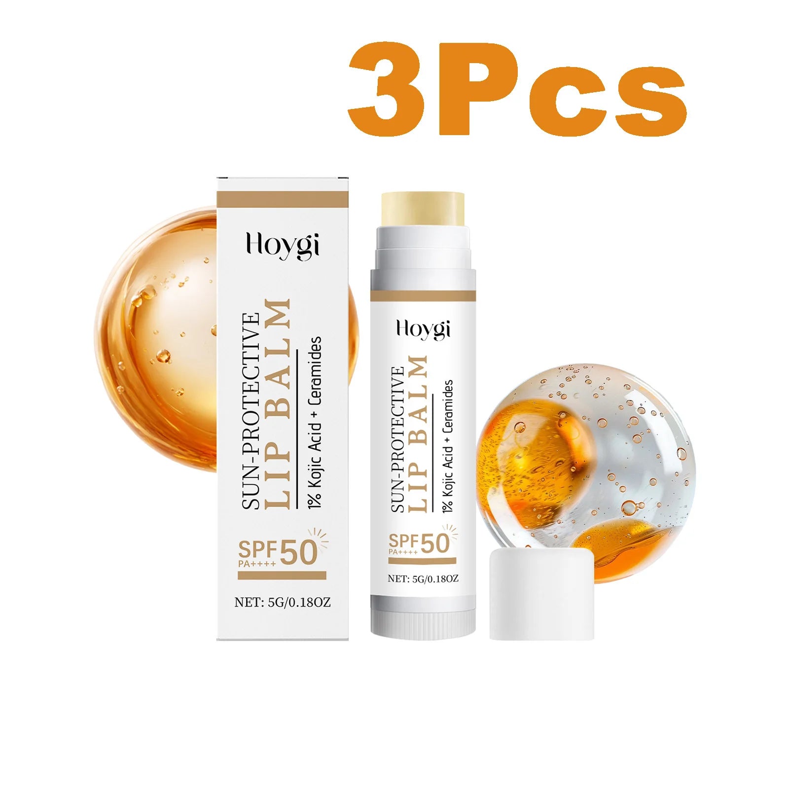 Hoygi SPF50+ Lip Balm | Kojic Acid, Ceramide & Sun Protection SPF Lip Balm Zpaxo 3 x 5g Boxed