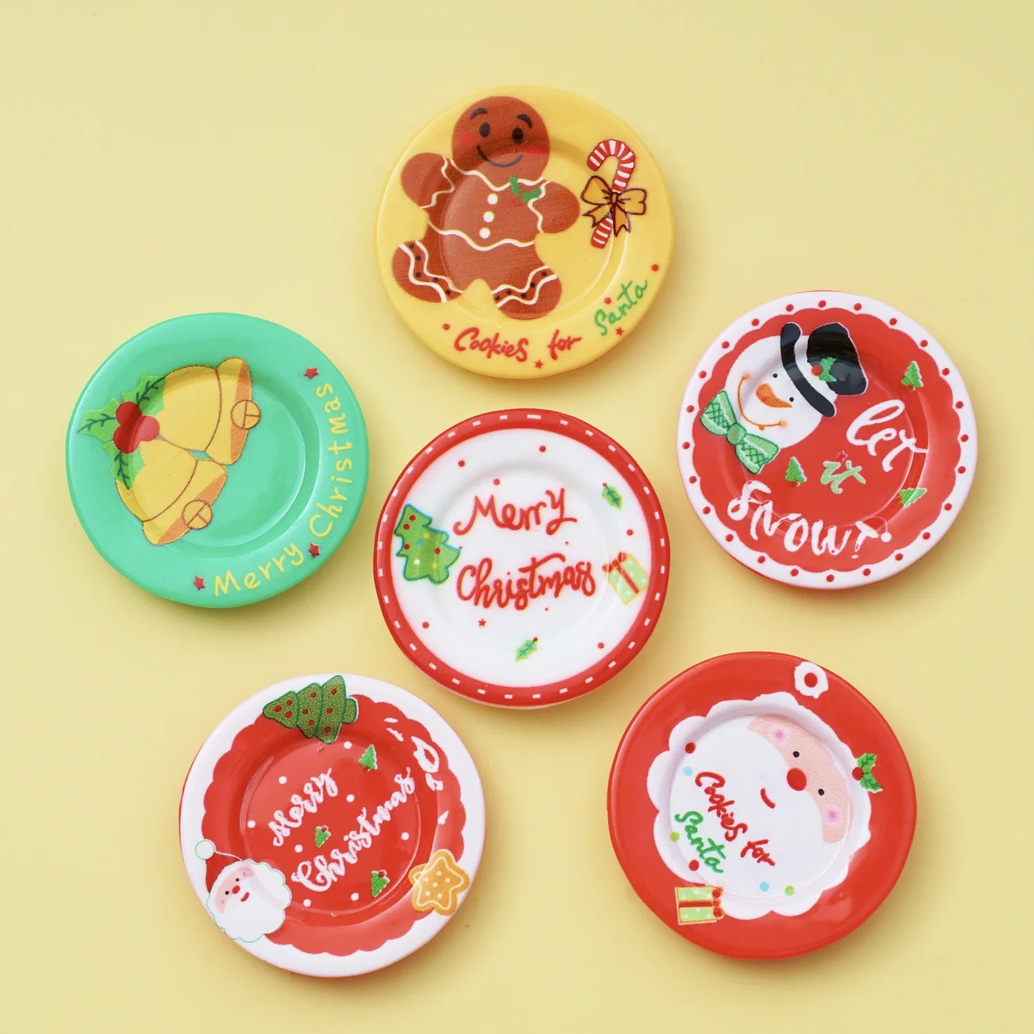 Christmas Plates Model Miniature Desserts Dish Dollhouse Kitchen Ornament Festive Decorations Accessories Coffee/Bread Plate Zpaxo