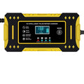 6A Output Intelligent Car Battery Charger Pulse Repair Special Lead-Acid Battery Repair LCD Display Zpaxo Yellow-AU Plug