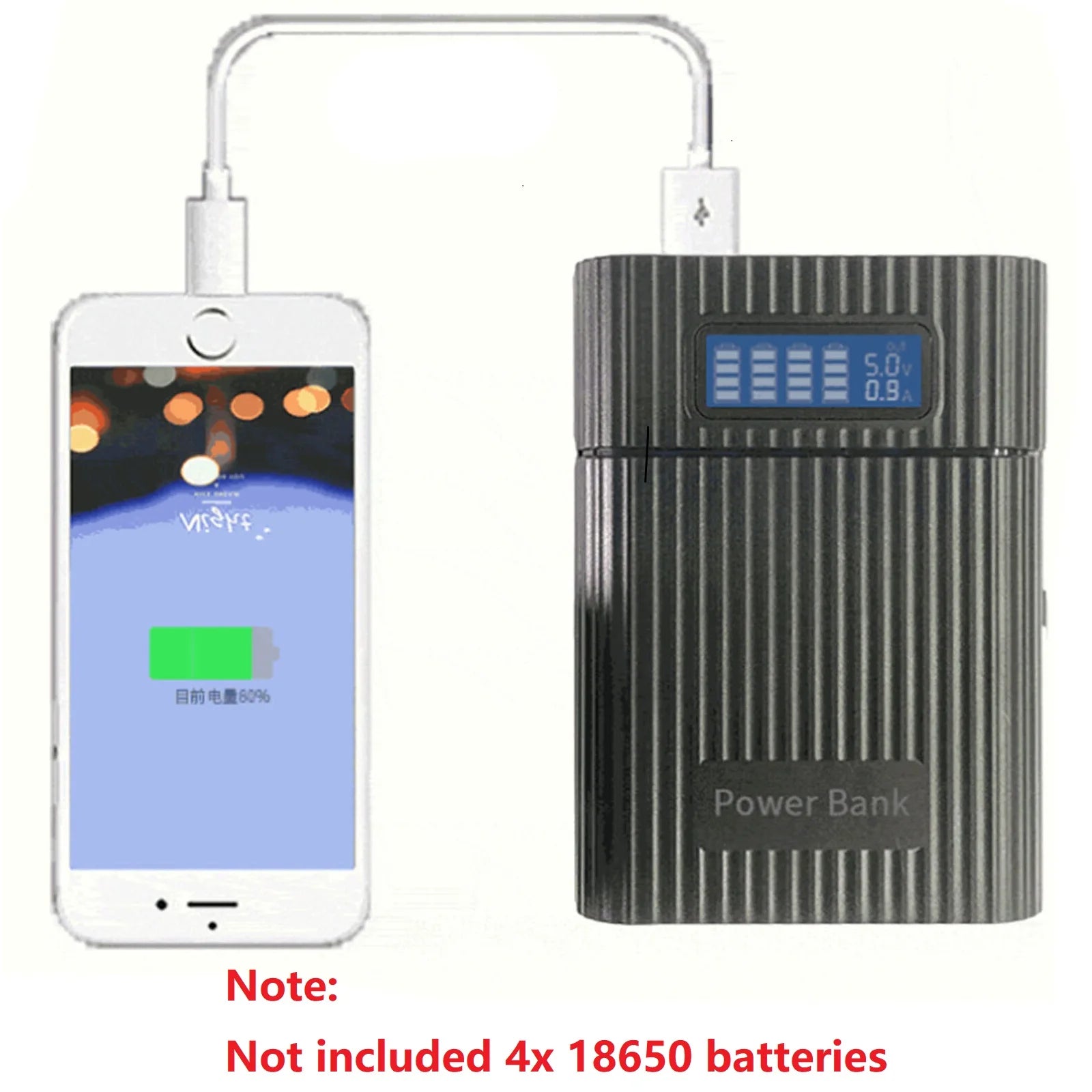 DIY Power Bank Case 4 18650 Battery Charge Storage Box 5V Dual USB