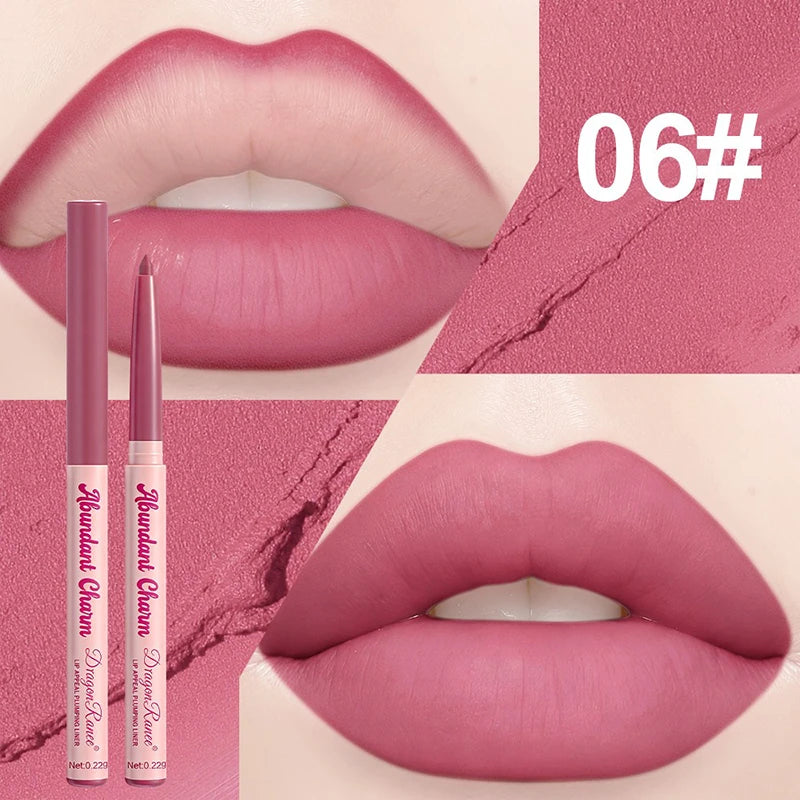Matte Lip Liner Pen Long-Lasting Waterproof Sweatproof Easy Coloring Lipstick Pencil Lip Contour Outline Makeup Lipliner Crayon Zpaxo 06