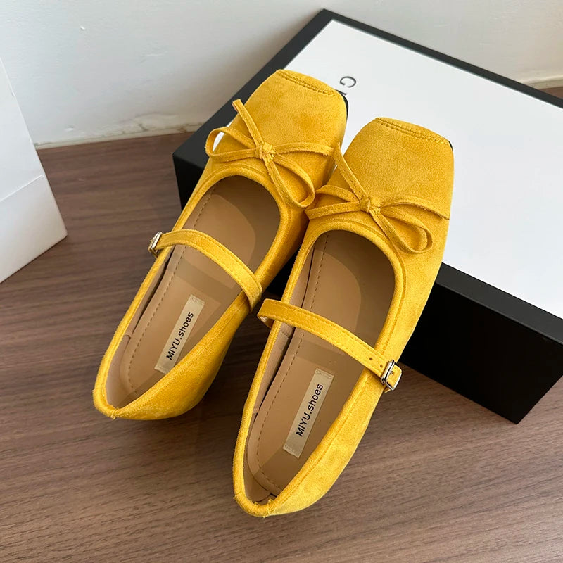 Spring Butterfly-knot Women Ballet Shoes Fashion Outdoor Dress Female Zpaxo 35 YELLOW