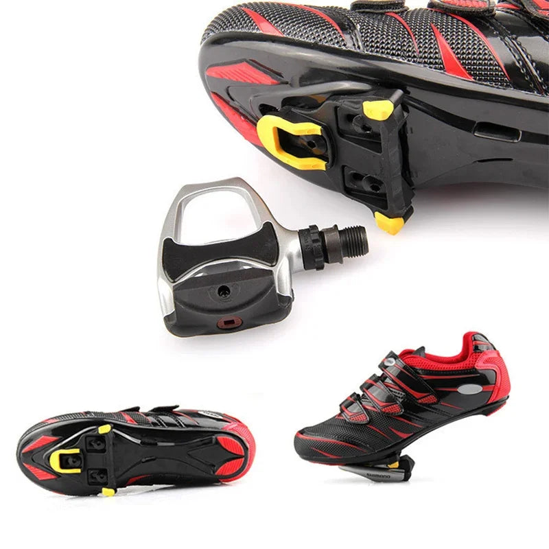 Cycling Pedals Cleat Bike Cleats Self-locking Lightweight Platform Pedals 3 Bearings Pedals Indoor Cycling Road Bike Accesseries Zpaxo