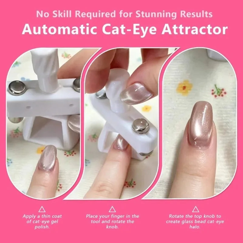 New Rotatable Glass Bead Cat-Eye Nail Art Magnet Gyroscope 3D Strong Magnet No Skills Cat Eye Effect Nail Art Tool for Beginners Zpaxo