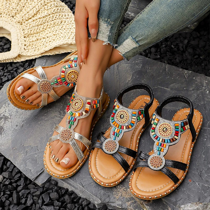 2026 Women Sandals Bohemian Sandals Outdoor Soft Sole Beach Sandals Platform Lightweight Casual Women Shoes Flat Plus Size Shoes Zpaxo