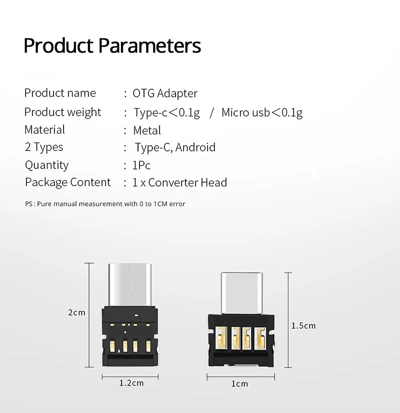 1 Universal Type-c Micro USB 2 0 OTG Adapter Connector C Cable Xiaomi Zpaxo