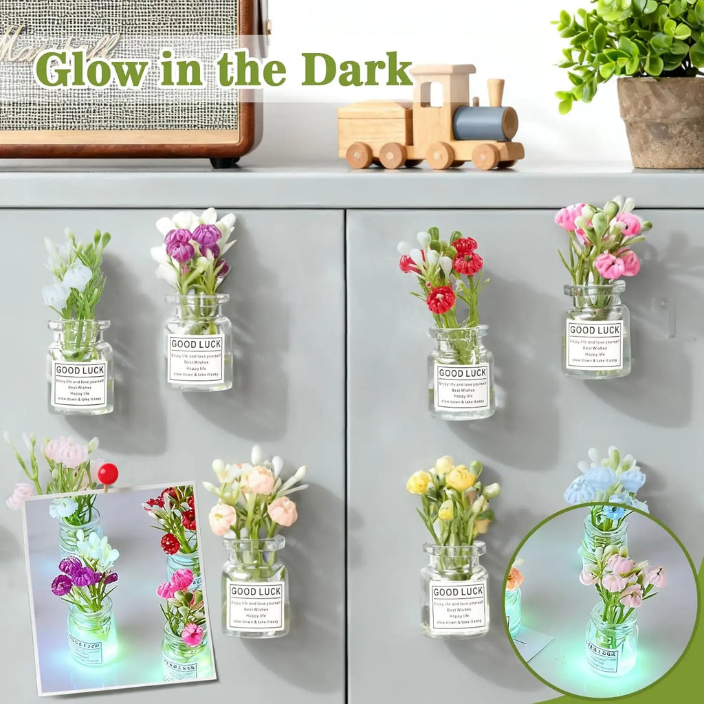 Glow in Dark 3D Mini Vase Fridge Magnets – Plant Pot Decor