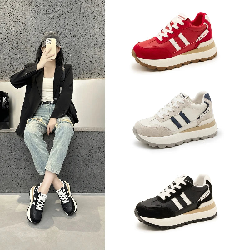 Women Autumn Fashion Hidden Heels Sports Dad Shoes Spring Platform Zpaxo