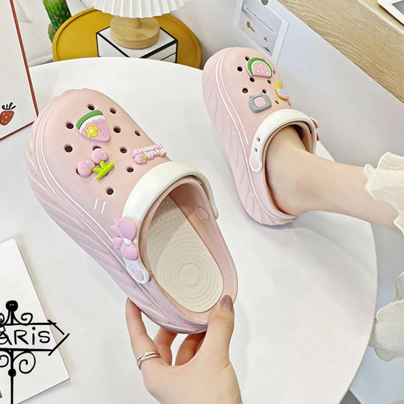 Women Cute Clogs Summer Sandals Thick Bottom Home Slides Soft EVA Zpaxo Pink 35-36