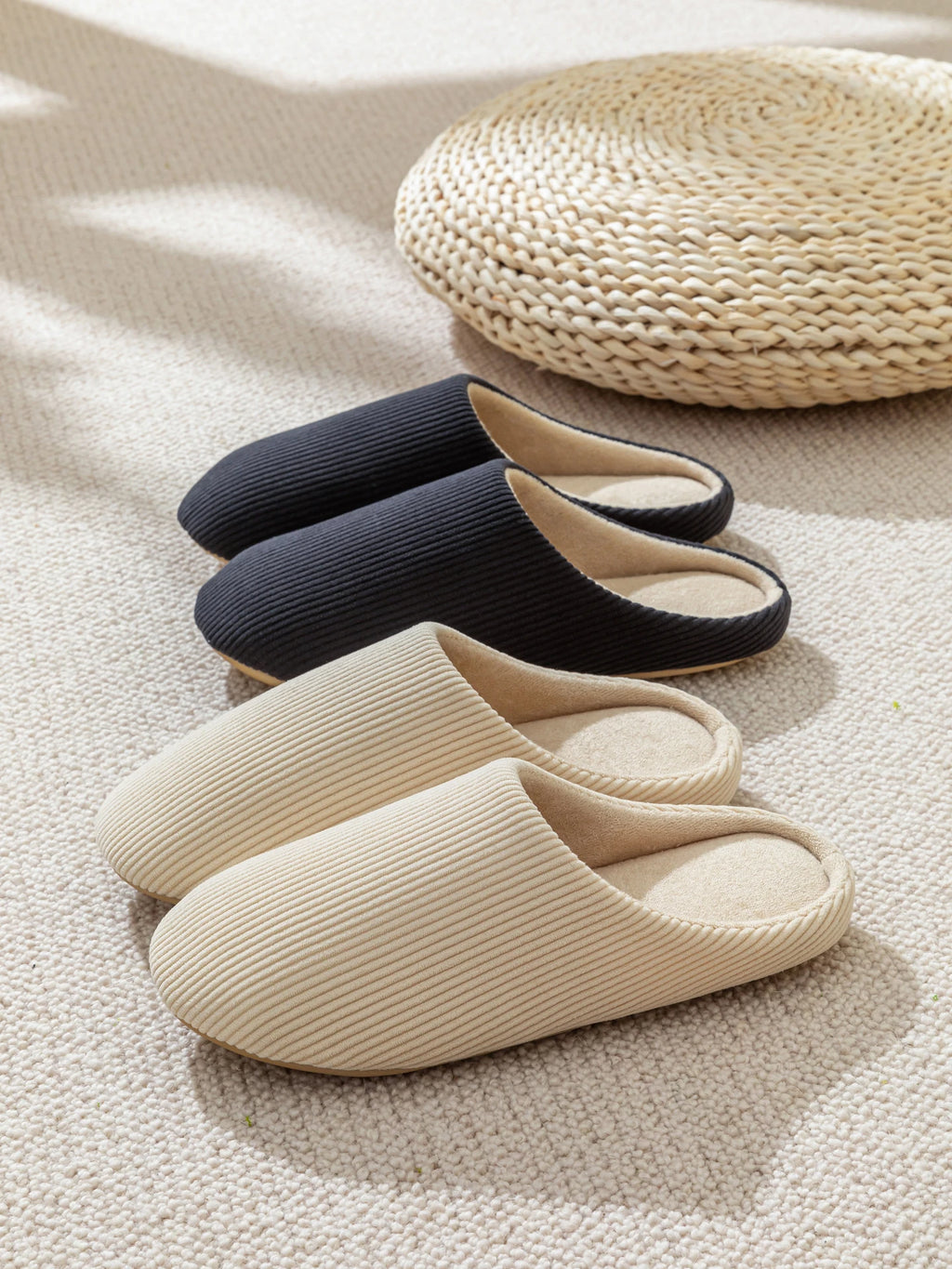 Men S Casual House Slippers Solid Durable Non-slip Design Closed-toe