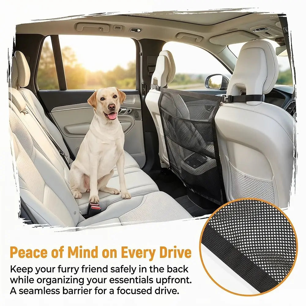 Mesh Material Car Pet Barrier Sturdy Durable Elastic Edge Pet Isolation Net Easy Installation Breathable Car Seat Protective Net Zpaxo