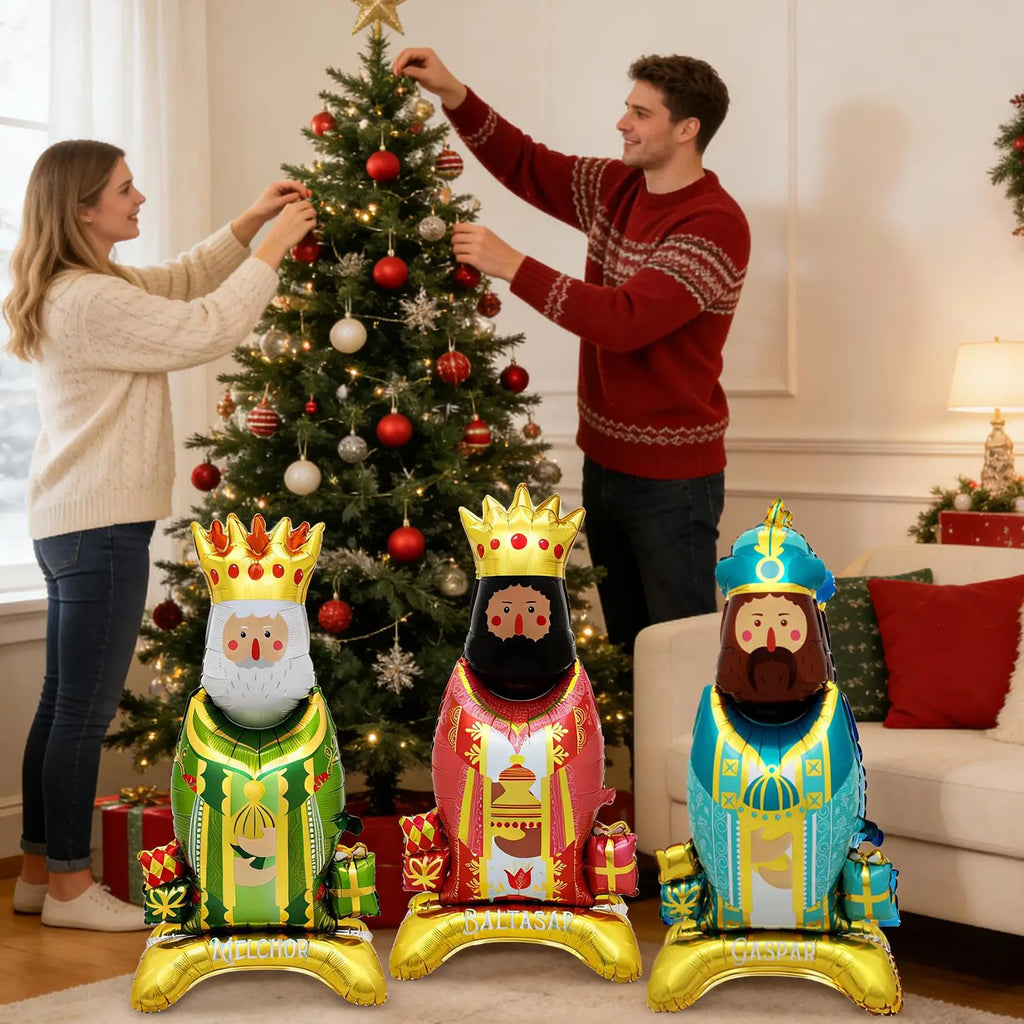 Party Balloons 3 Pieces King Shape Standing Holiday Supplies Inflatable Holiday Balloons for Party Planners Christmas Home Shop Zpaxo