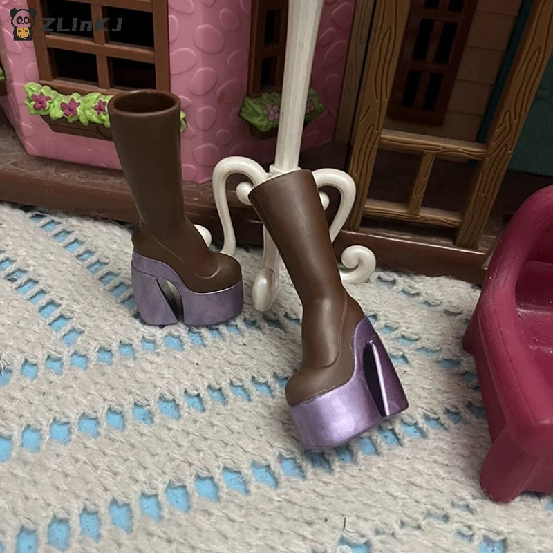 ▶Mini Doll Simulation High Heel Boots Doll Dress UP Accessories Dolls House Clothes Decoration For Girls Pretend Play Toys Zpaxo