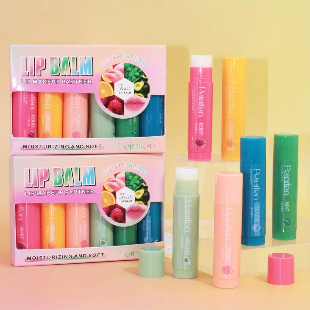 6 Pcs Set Jelly Fruit Scented Lip Balm, Moisturizing Moisturizing and Anti-drying Zpaxo