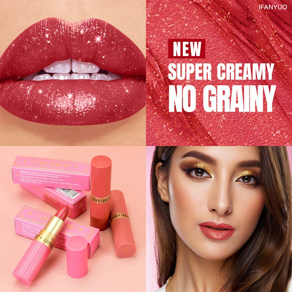 Diamond Shiny Velvet Matte Lipstick Glitter Shimmer Pearlescent Sexy