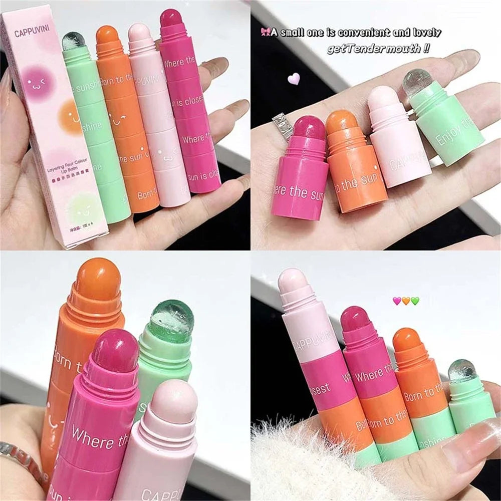 Lipstick Lip Gloss 4 Colors 1 Moisturize Nourish Balm Pen Lipliner Zpaxo