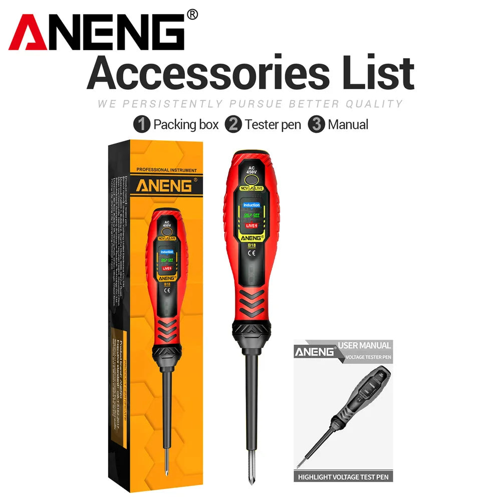 NCV Induction Three LED Sound Light Alarm Screwdriver Function Zpaxo Cross Red