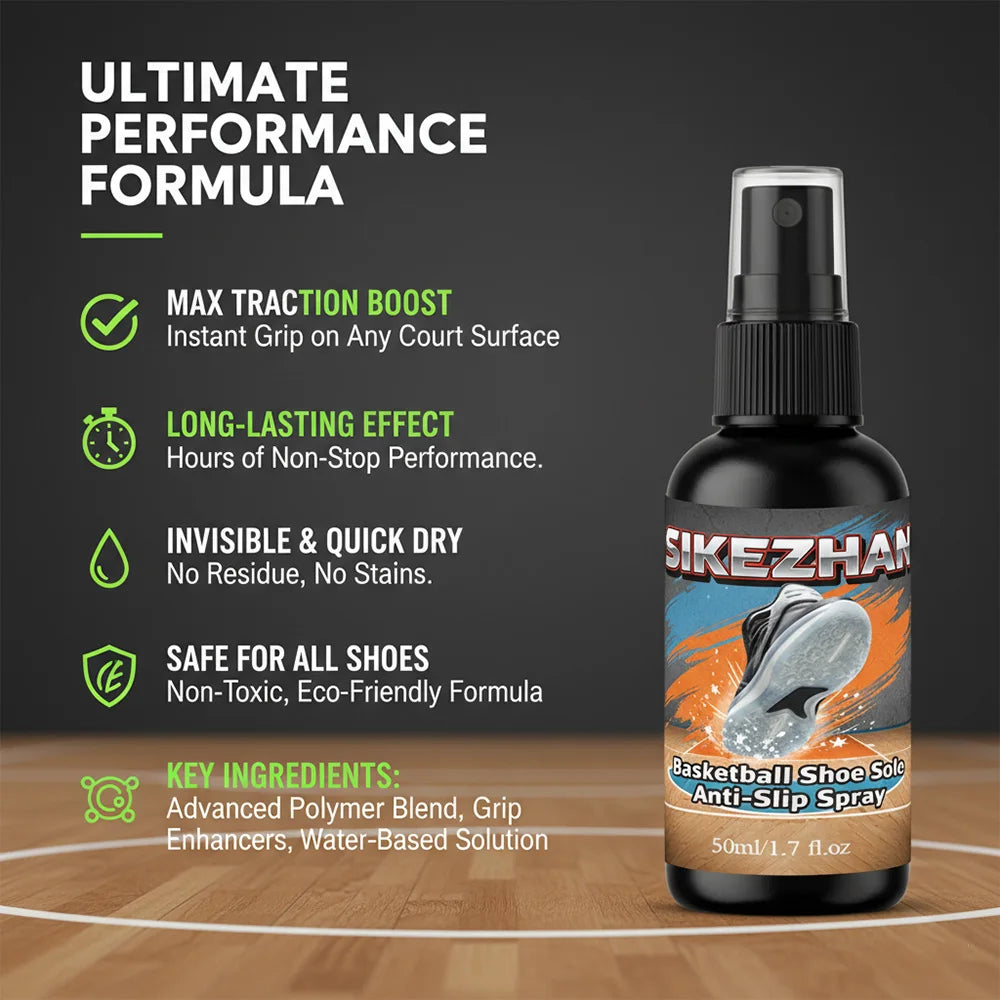 SIKEZHAN Basketball Shoe Grip Spray - Anti-Slip Traction Enhancer for Sneaker Soles - Instant Court Grip & Stop Sliding Zpaxo