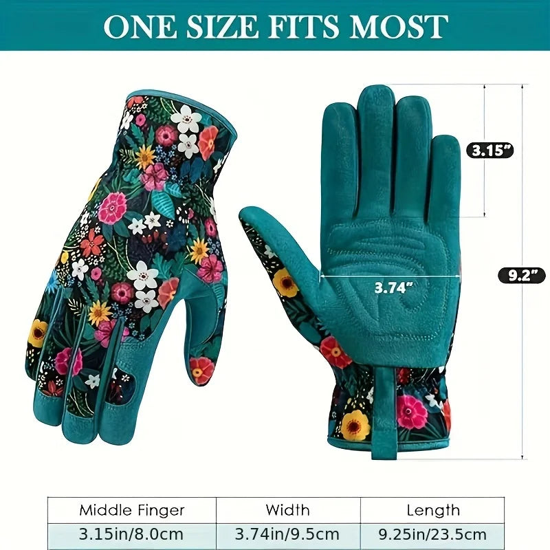 Floral Print Polyester Garden Gloves Breathable Ambidextrous Work Zpaxo