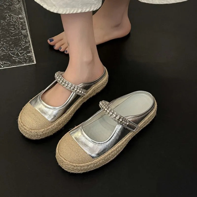 Women's Summer Round Closed Toe Comfortable Lightweight Slippers 2026 Zpaxo Silver 38