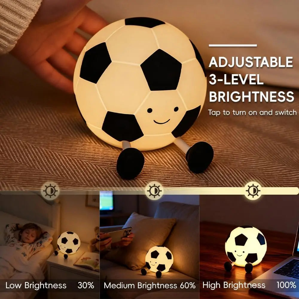 Silicone Soccer Night Light Rechargeable Dimmable Football Sleeping Nightlights Beside Table Lamp For Bedroom Decor Zpaxo