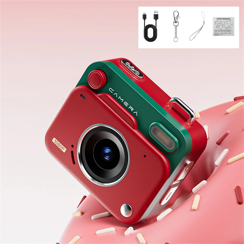 2025 New Thumb Pocket CCD Digital Camera HD Retro Mini Camera Portable Keychain Camera Outdoor Travel Photo Recorder Gift Y6000 Zpaxo Red Camera Add 128G