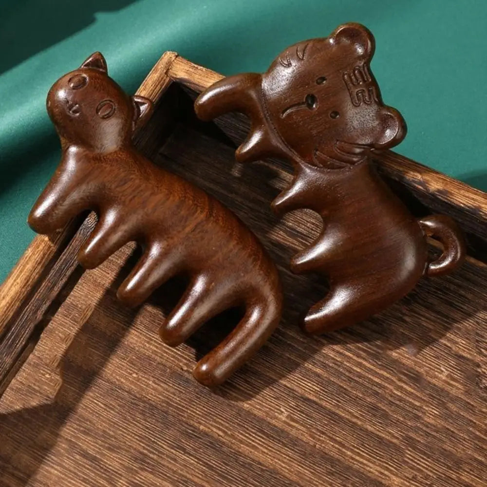 Sandalwood Body Meridian Massage Comb Wide Tooth Animal Shaped Wood Zpaxo
