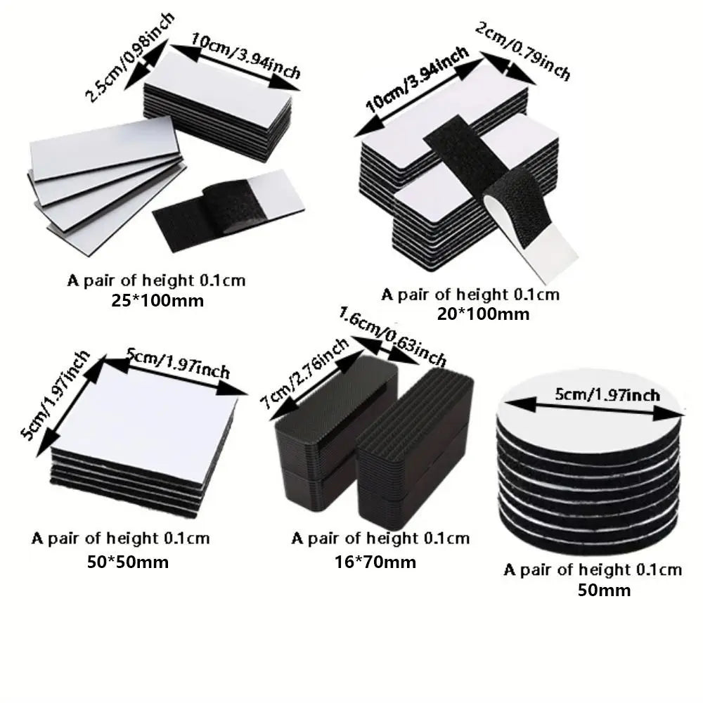 100pairs Strong Glue Hook and Loop Fastener Tape Self-Adhesive Heavy Duty Interlocking Dots Nylon Sticky Back Carpet Sticker Zpaxo
