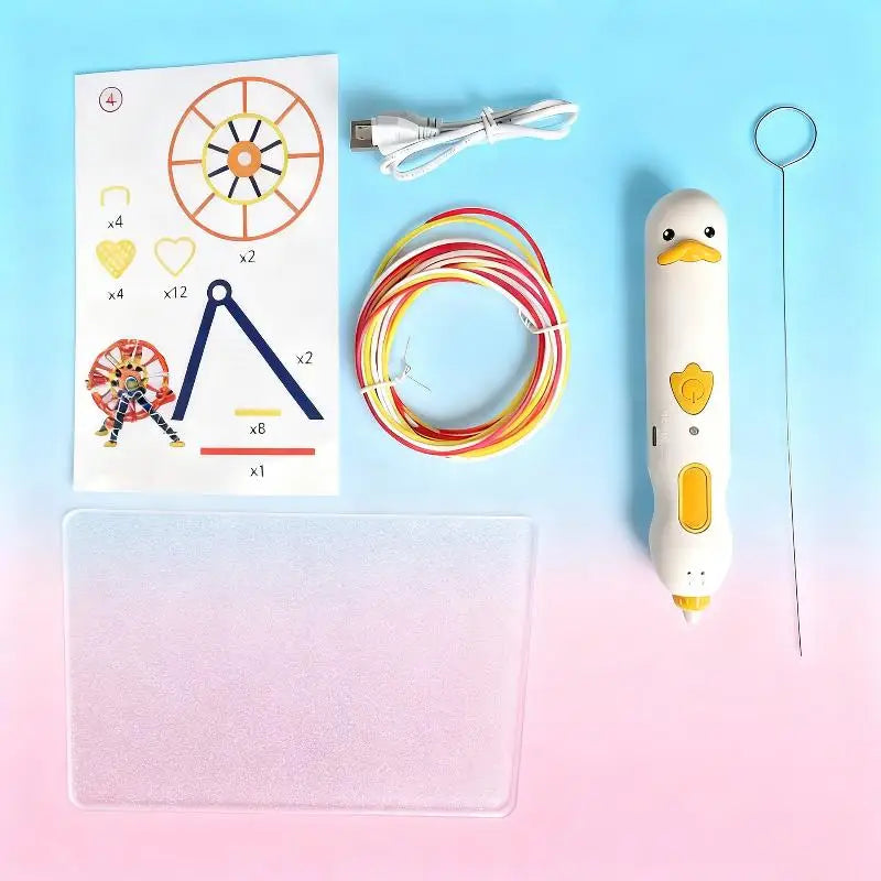 1 Set DIY Drawing Pens PCL Low-Temperature 3D Printing Pen With 236inch Filament USB Charging Christmas Gift For Beginners Zpaxo White