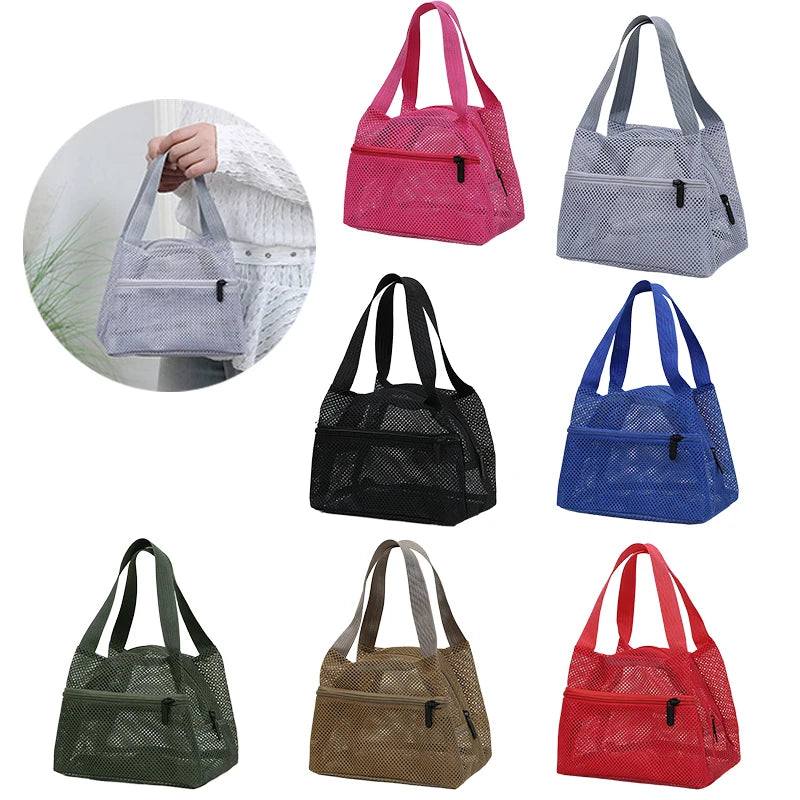 Solid Fashionable Mesh Travel Handbag Spacious Cosmetic Toiletry Zpaxo