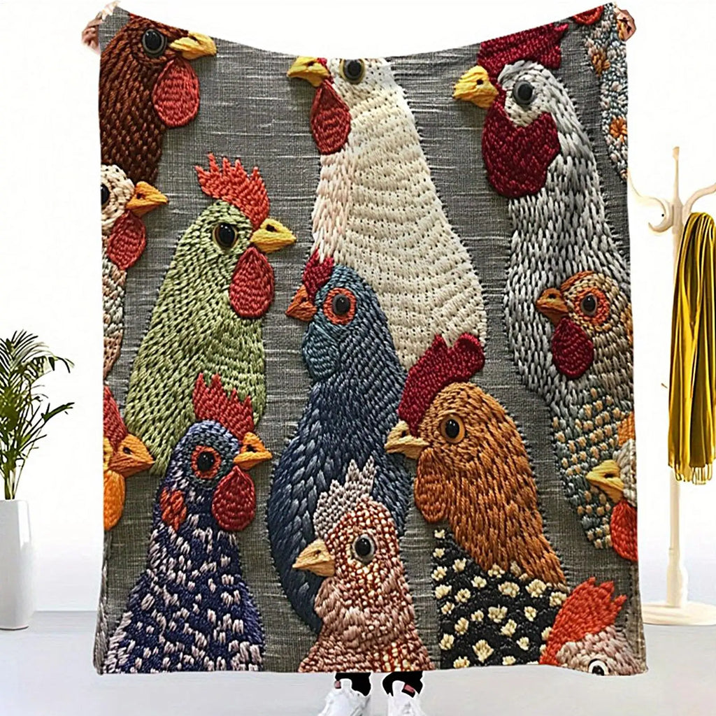 Chicken Throw Blanket 150x200cm Flannel Soft Foldable Machine