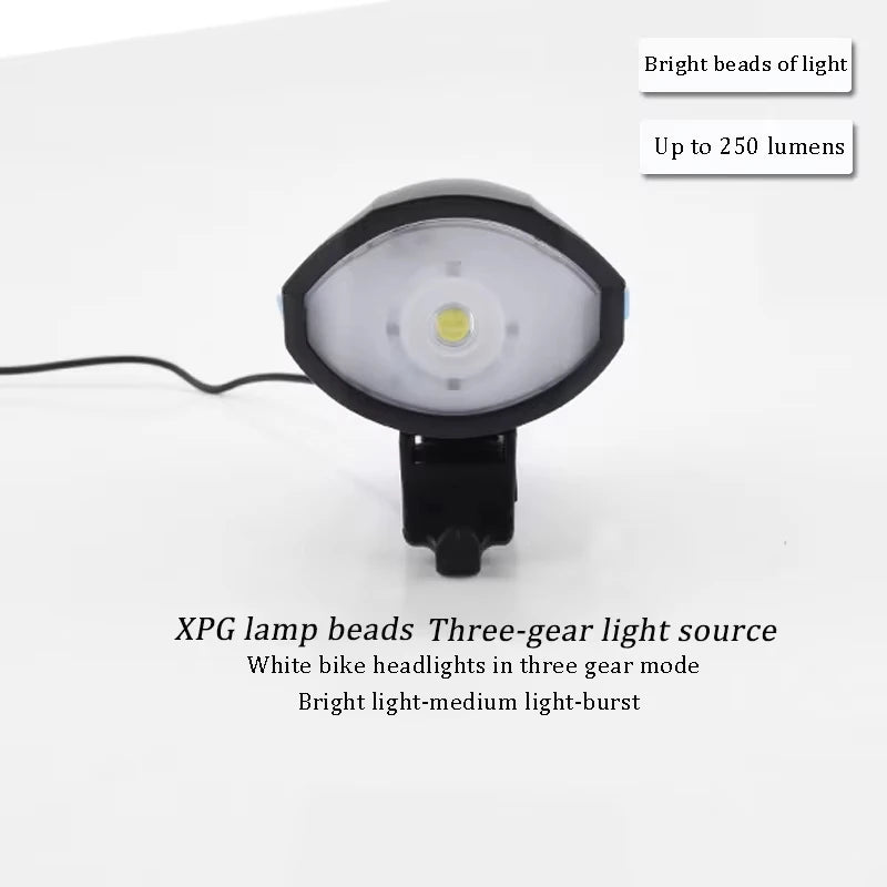 USB Rechargeable Bicycle Front Light with Electric Horn Bike Headlight Super Bright Cycling Flashlight with Loud Warning Bell Zpaxo
