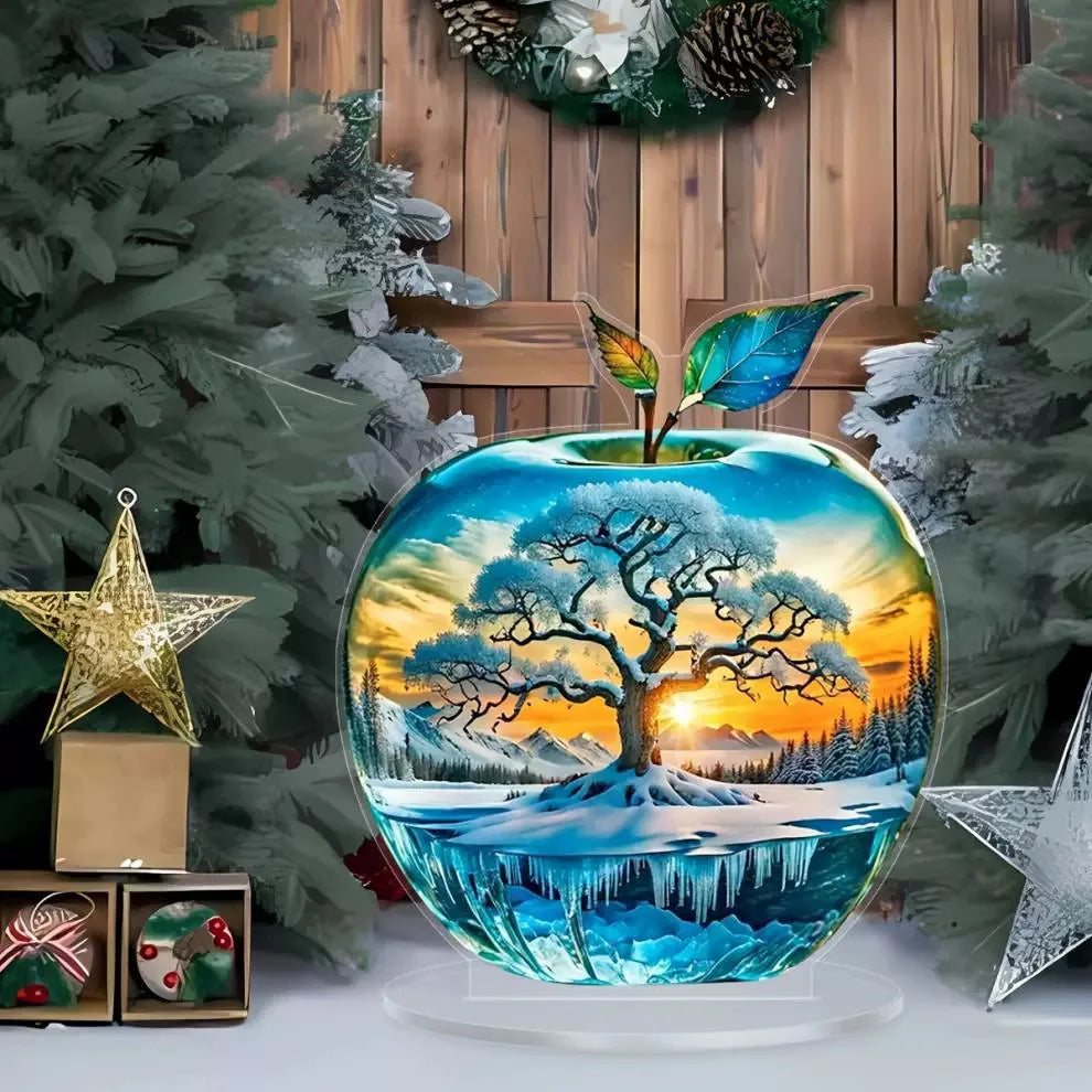 2D Acrylic Apple Landscape Ornament | Tabletop Home Decor
