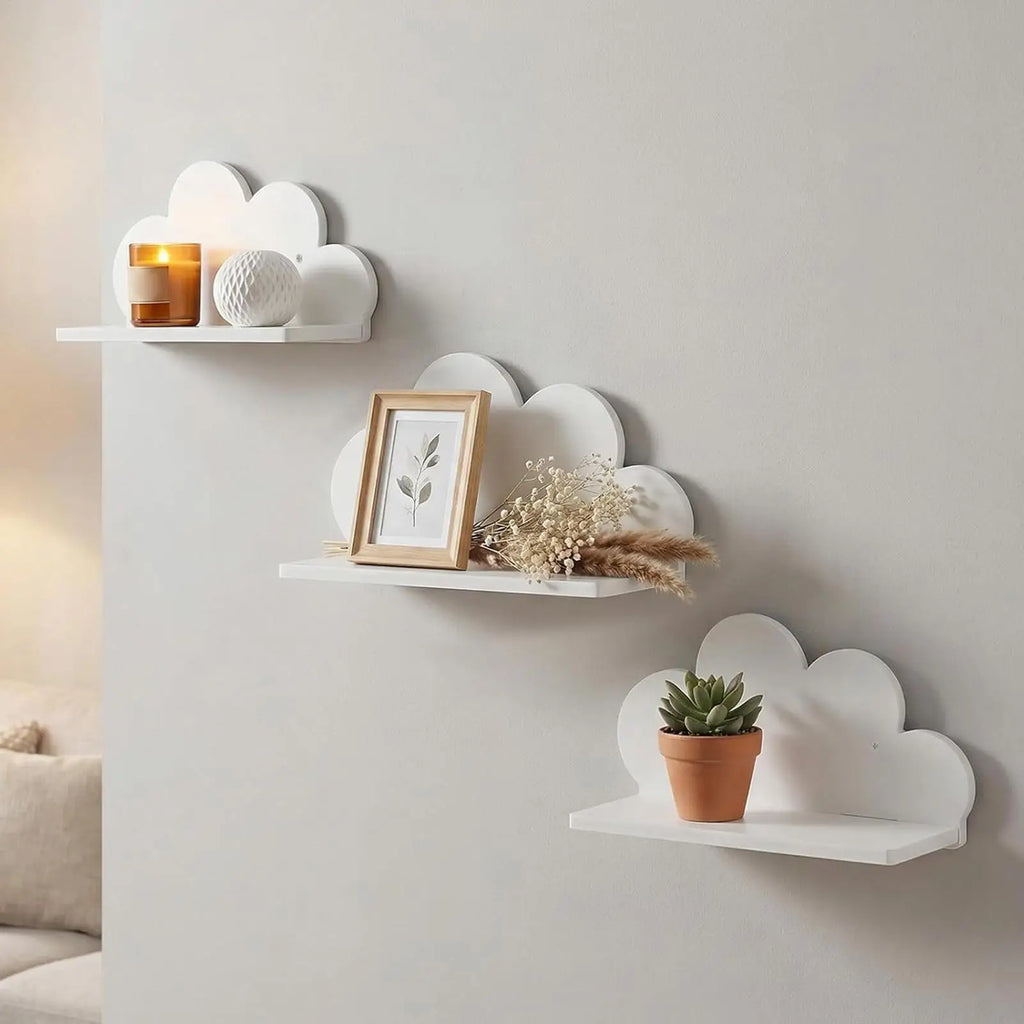 Cloud Shelves 3 Pieces Cute Space Saving Organizer Wall Shelves for Kids Room Bedroom Playroom Nursery Living Room Home Decor Zpaxo