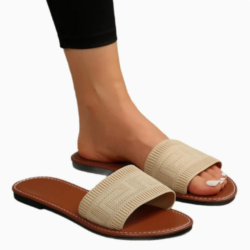 Women Slippers 2026 Summer Luxury Fashion Flat Sandals Brown Designer