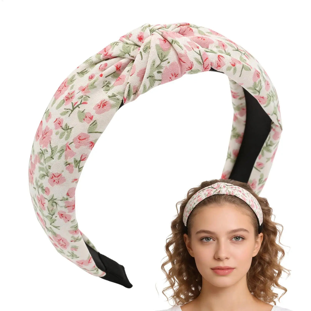 Floral Knotted Headband for Women – Non-Slip Hair Hoop Knotted Hair Headband Zpaxo