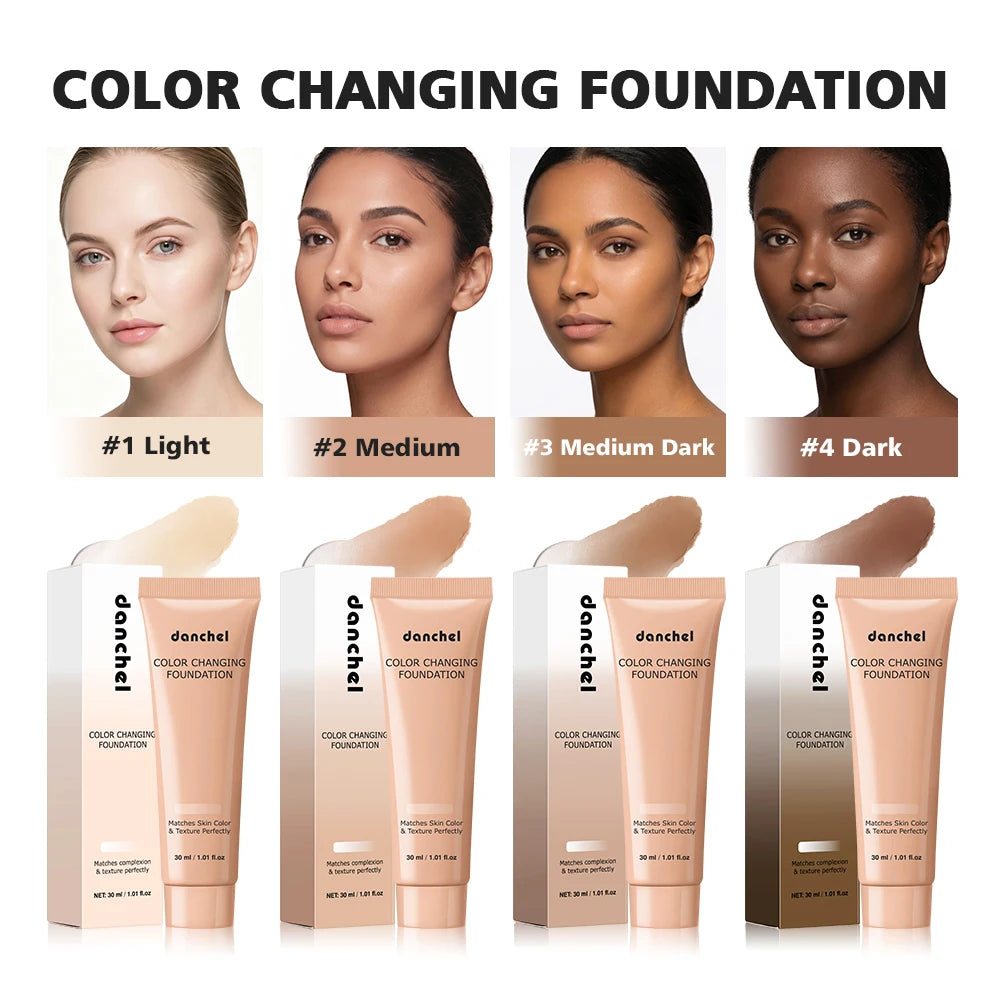 Color Changing Foundation Auto Skin Tone Matching 12H Long Lasting Light Medium Coverage Natural Dewy Face Makeup Zpaxo