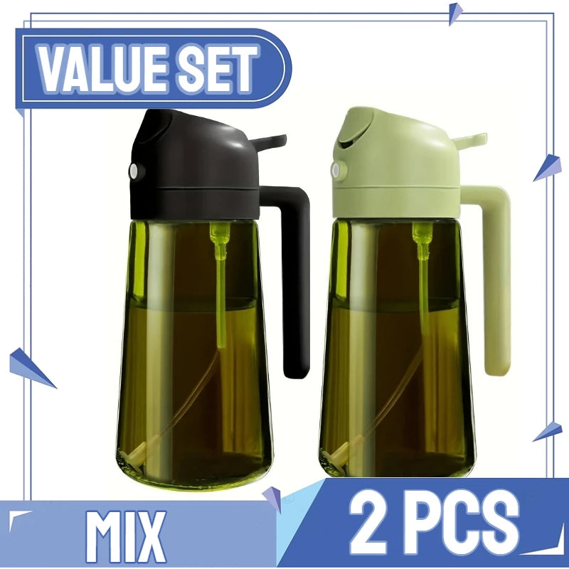 2in1 Kitchen Spray Oil Dispenser Oil Sprayer Polisher Or Only Brush Spray for Air Fryer Salad Grilling Roasting Cooking Kitchen Zpaxo Upgraded-blackgreen
