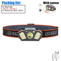Rechargeable LED Headlamp – 6 Modes Motion Sensor Head Torch
