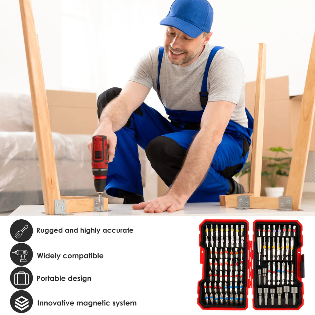 83Pcs Screwdriver Bit Set Colorful Security Bits Electric Screwdriver Set with Case Portable Steel Magnetic Long Drill Bit Set Zpaxo