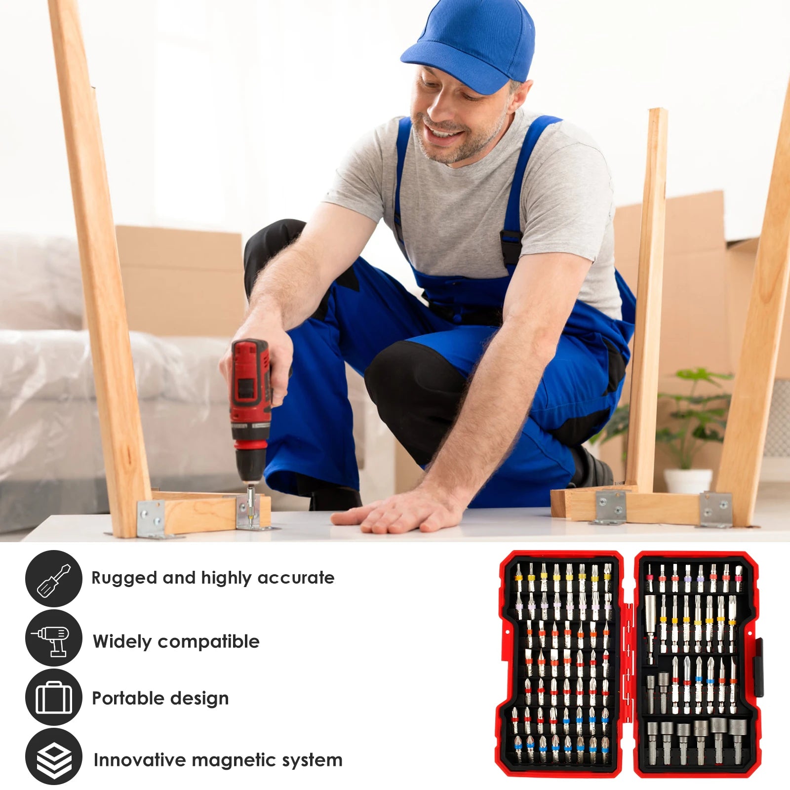 83Pcs Screwdriver Bit Set Colorful Security Bits Electric Screwdriver Set with Case Portable Steel Magnetic Long Drill Bit Set Zpaxo