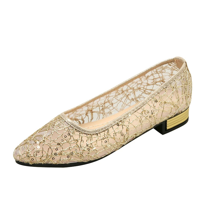 2026 Summer Casual Women's Single Shoes Shallow Breathable Low Heels Zpaxo Gold 39
