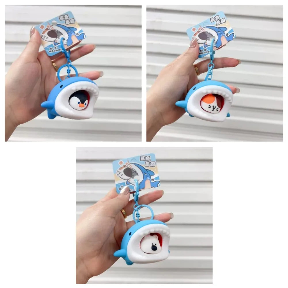 Cat Aquarium Shark Squeeze Keyring Creative Cute Silicone Penguin Pendant Funny Soft Polar Bear Keychain Hanging Accessory Zpaxo