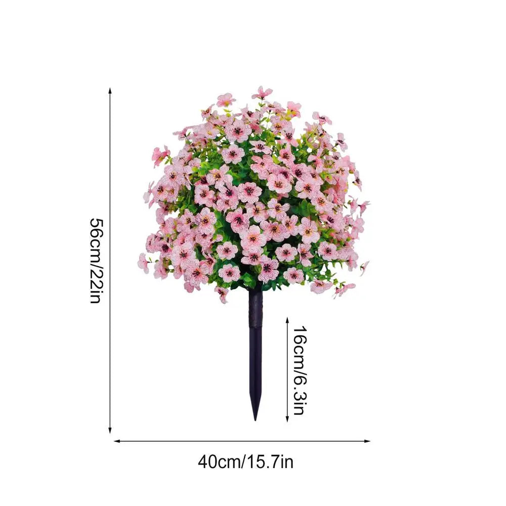 Artificial Shrubs Faux Flower Ball Spike Insert Fake Topiary Plant