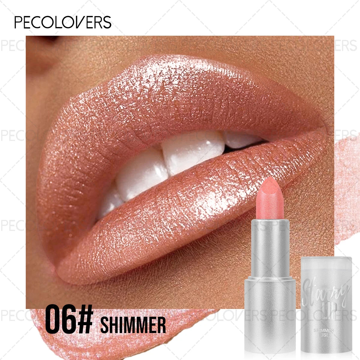 Sparkling Pearlescent Lipstick Long-lasting Shimmering Glitter Finish Zpaxo 06