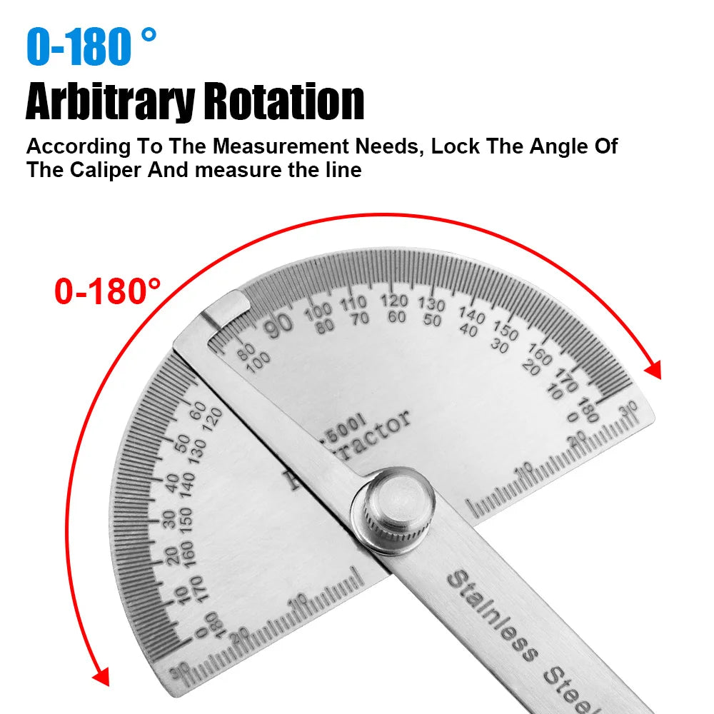 Metal Angle Finder 180 Degree Protractor Stainless Steel Woodworking