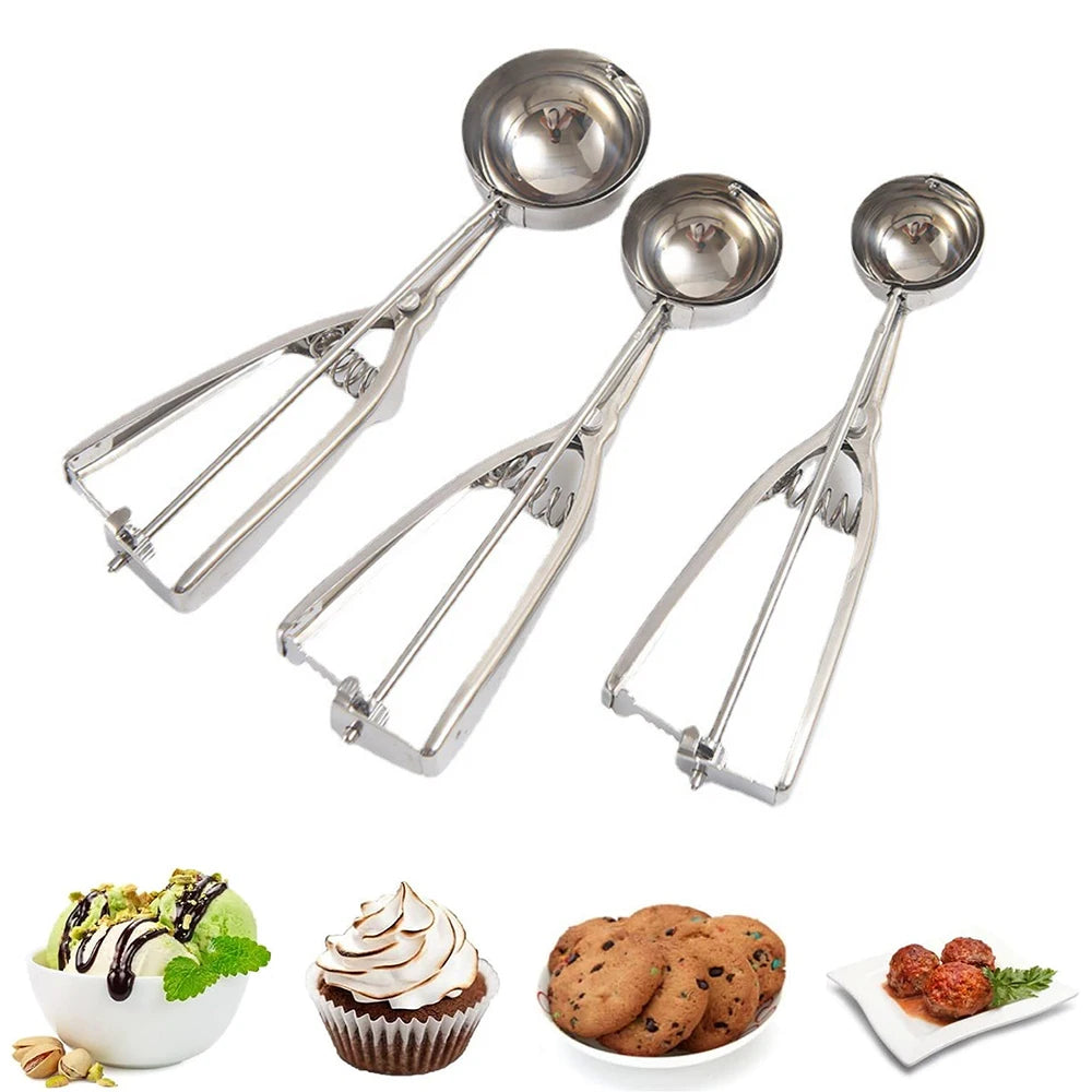 Ice Cream Scoop with Trigger Stainless Steel Cookie Scoop for Baking Fruit Cookie Dough Cupcake Zpaxo