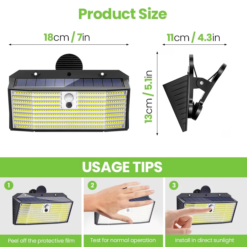 Clip on Solar Railing Light 418LED Solar Fence Light 3 Lighting Modes Outdoor Waterproof IP65 Wall Light For Yard Garden Camping Zpaxo