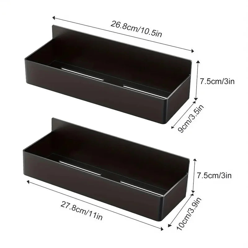 Magnetic Storage Rack Punch Free Refrigerator Storage Basket Kitchen Seasoning Jar Holder Bathroom Toiletries Shelf Strong Magne Zpaxo Black-2pcs