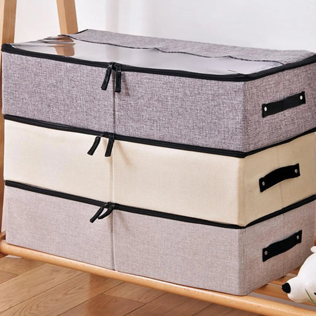 Under Bed Storage Foldable Clear Lid Handles Bins Closet Bedroom